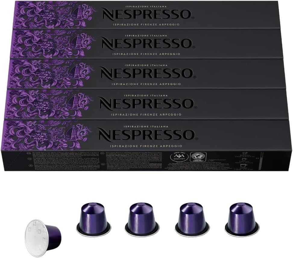 Nespresso Capsules Original Line, Ispirazione Variety Pack, Medium & Dark Roast Espresso Coffee, 50 Count Coffee Pods