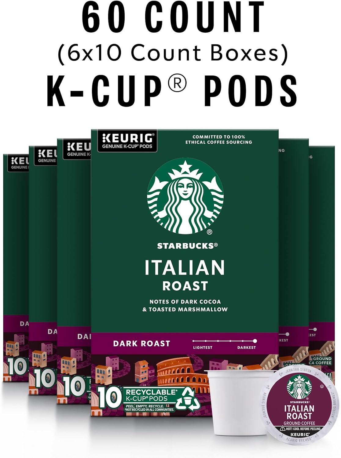 Starbucks K-Cup Coffee Pods, Dark Roast Coffee, French Roast for Keurig Brewers, 100% Arabica, 4 boxes (96 pods total)