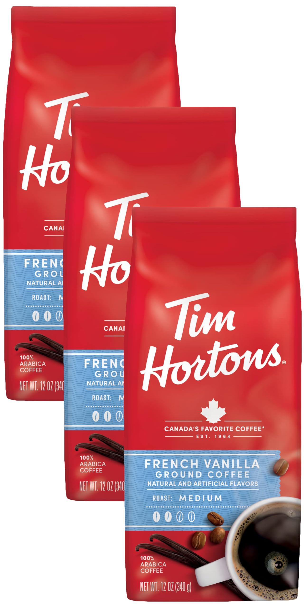 Tim Hortons Original Blend, Medium Roast Ground Coffee, Canada’s Favorite Coffee, Made with 100% Arabica Beans, 48 Ounce Canister