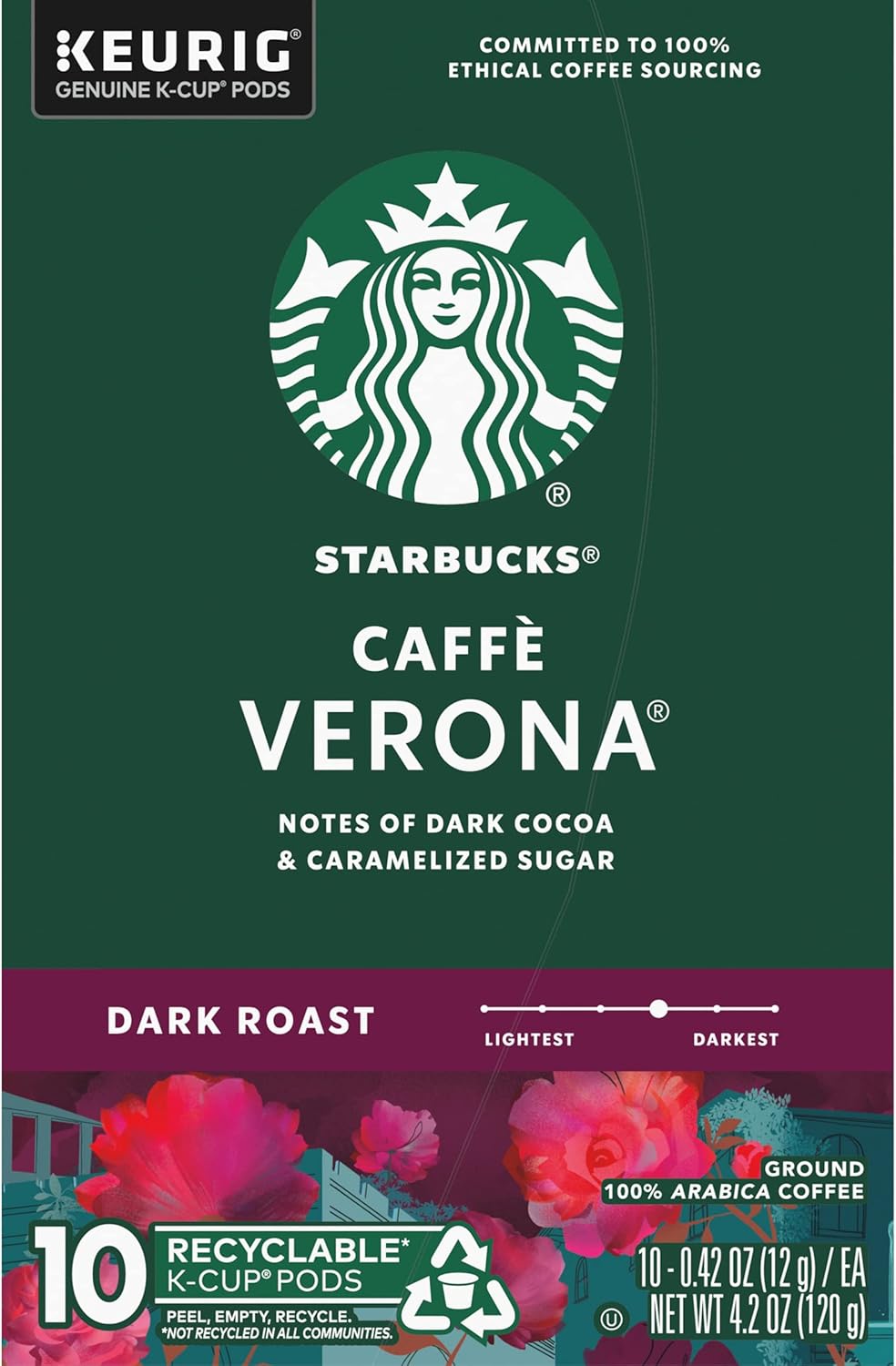 Starbucks K-Cup Coffee Pods, Dark Roast Coffee, French Roast for Keurig Brewers, 100% Arabica, 4 boxes (96 pods total)
