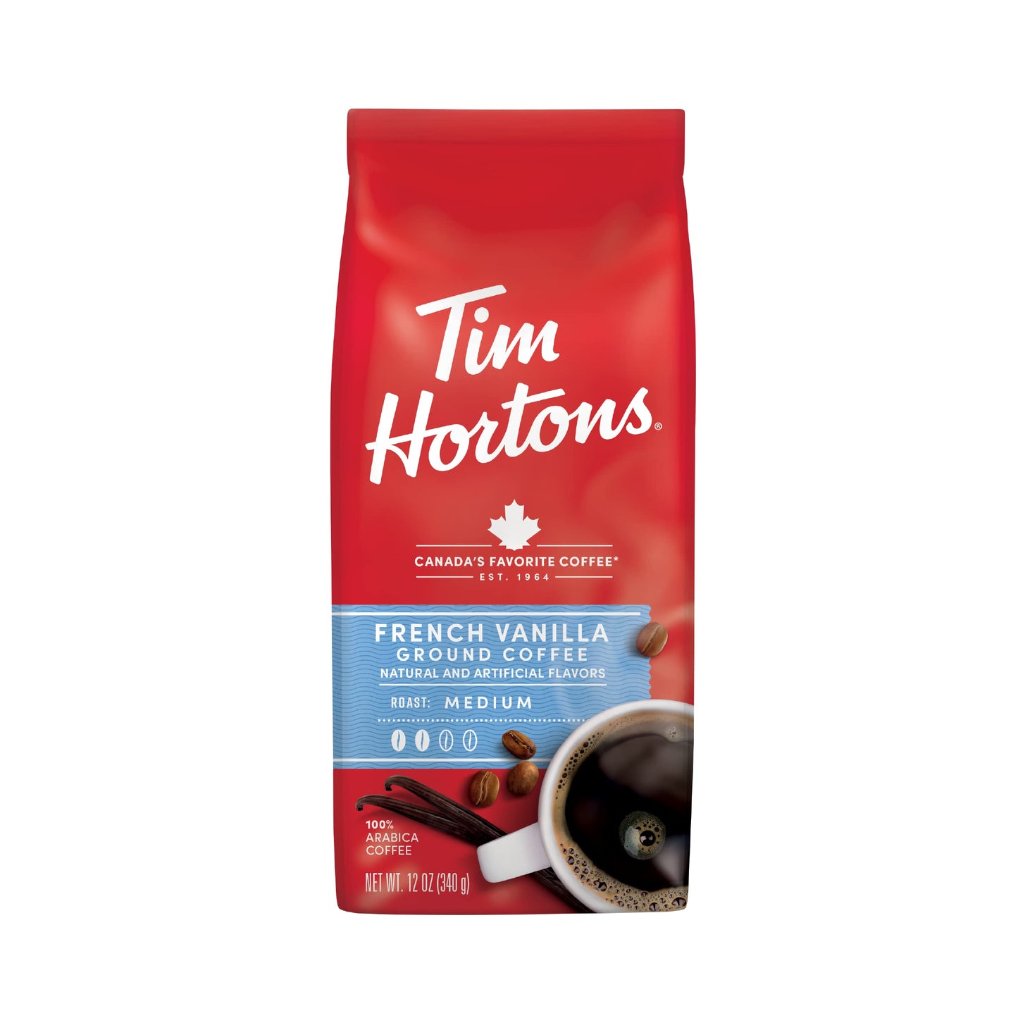 Tim Hortons Original Blend, Medium Roast Ground Coffee, Canada’s Favorite Coffee, Made with 100% Arabica Beans, 48 Ounce Canister