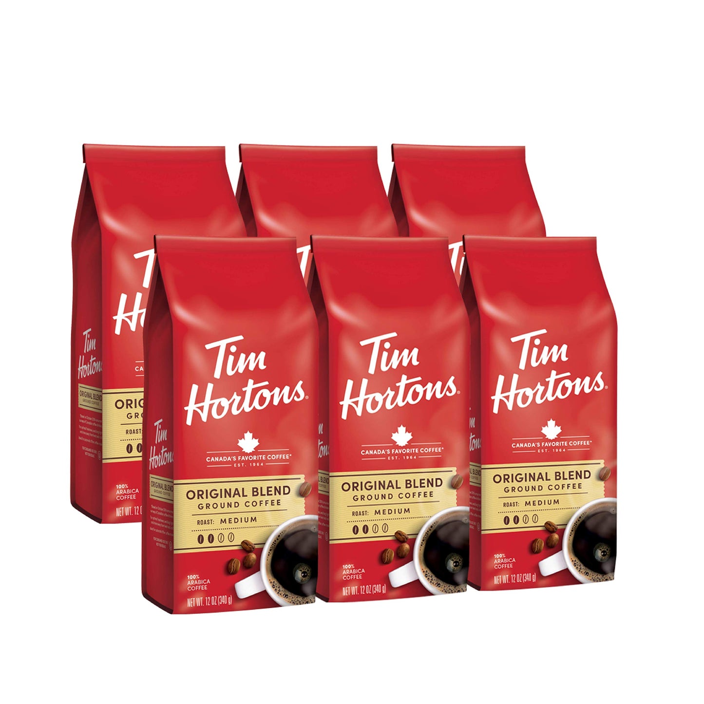 Tim Hortons Original Blend, Medium Roast Ground Coffee, Canada’s Favorite Coffee, Made with 100% Arabica Beans, 48 Ounce Canister