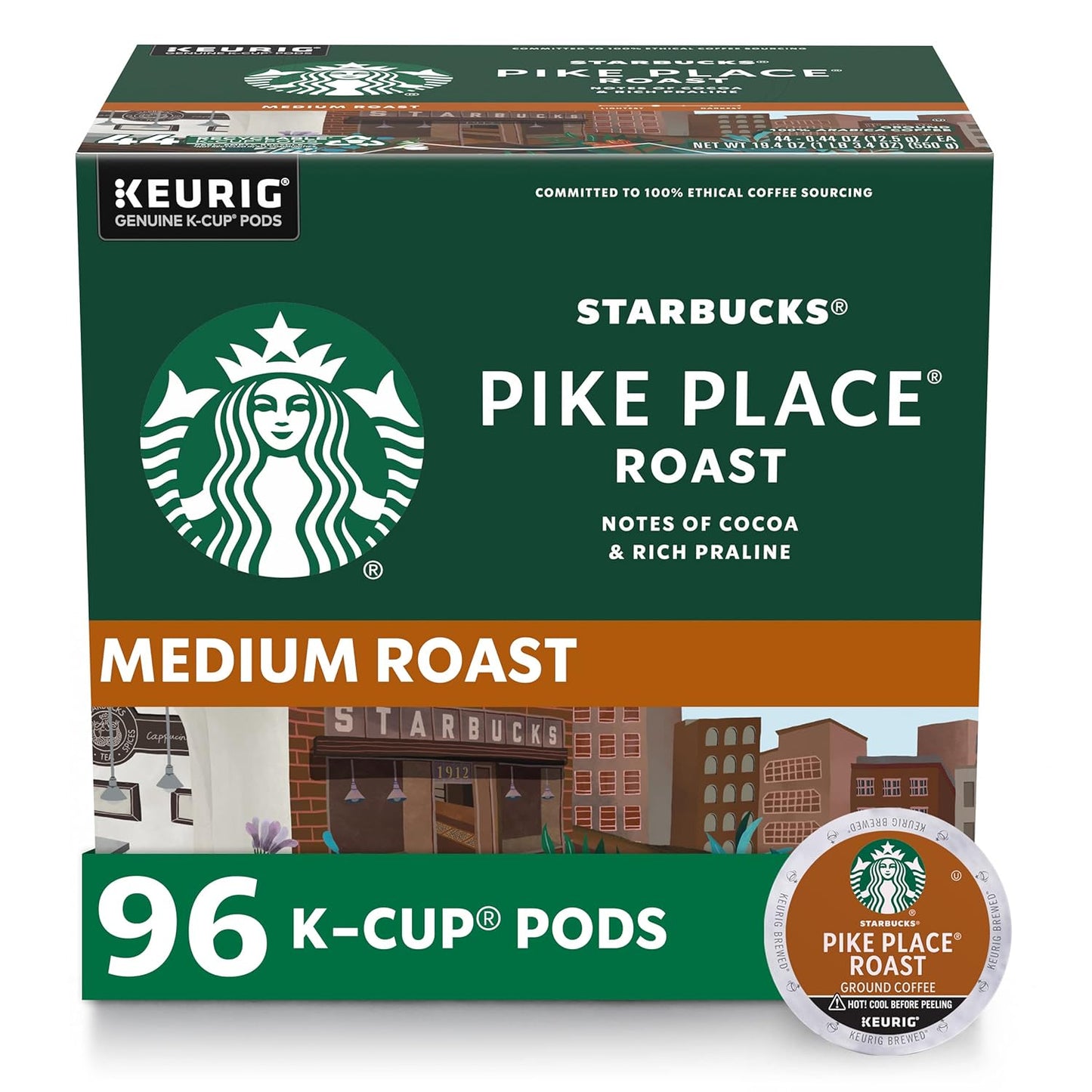 Starbucks K-Cup Coffee Pods, Medium Roast Coffee, Breakfast Blend, 100% Arabica, 4 boxes (96 pods total)