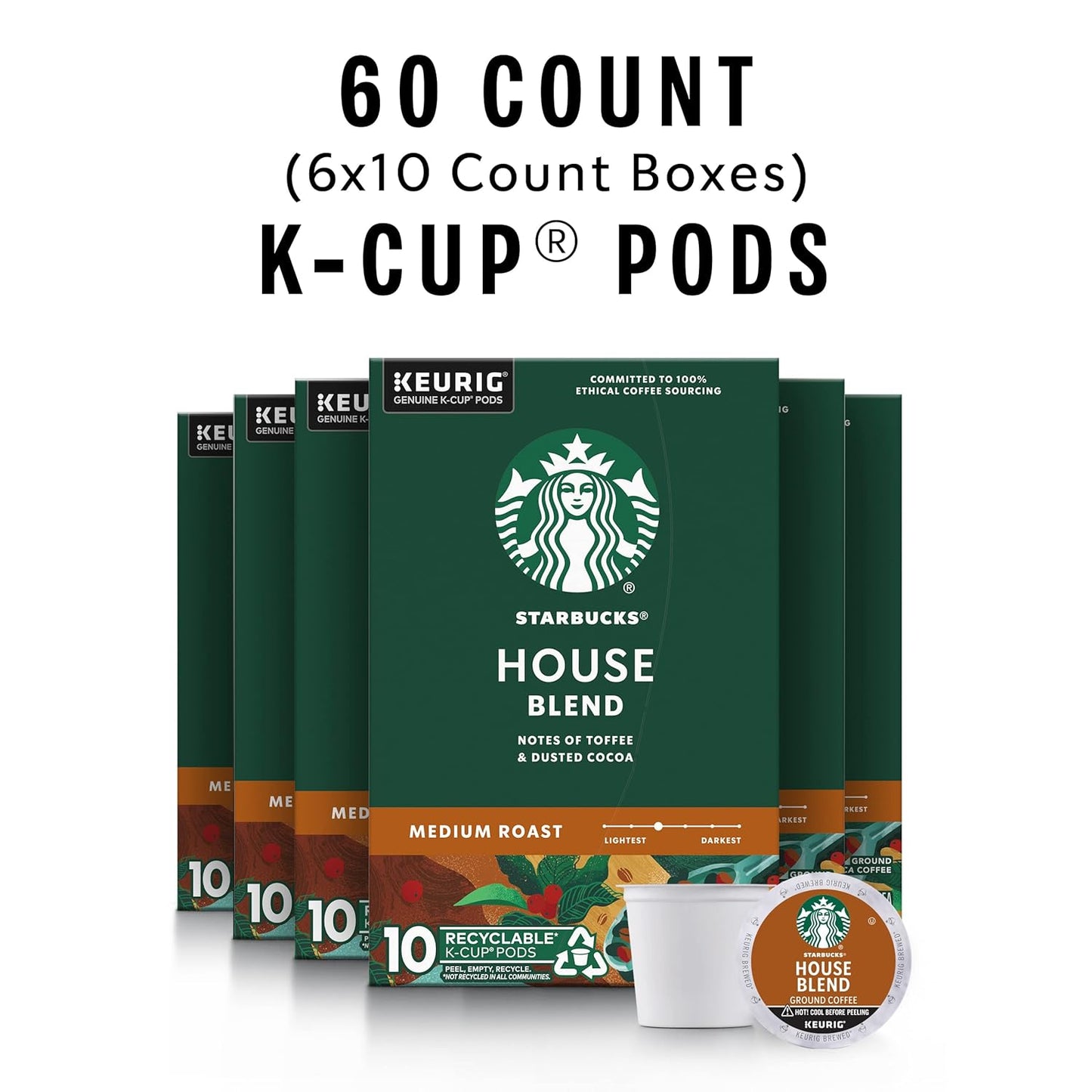 Starbucks K-Cup Coffee Pods, Medium Roast Coffee, Breakfast Blend, 100% Arabica, 4 boxes (96 pods total)
