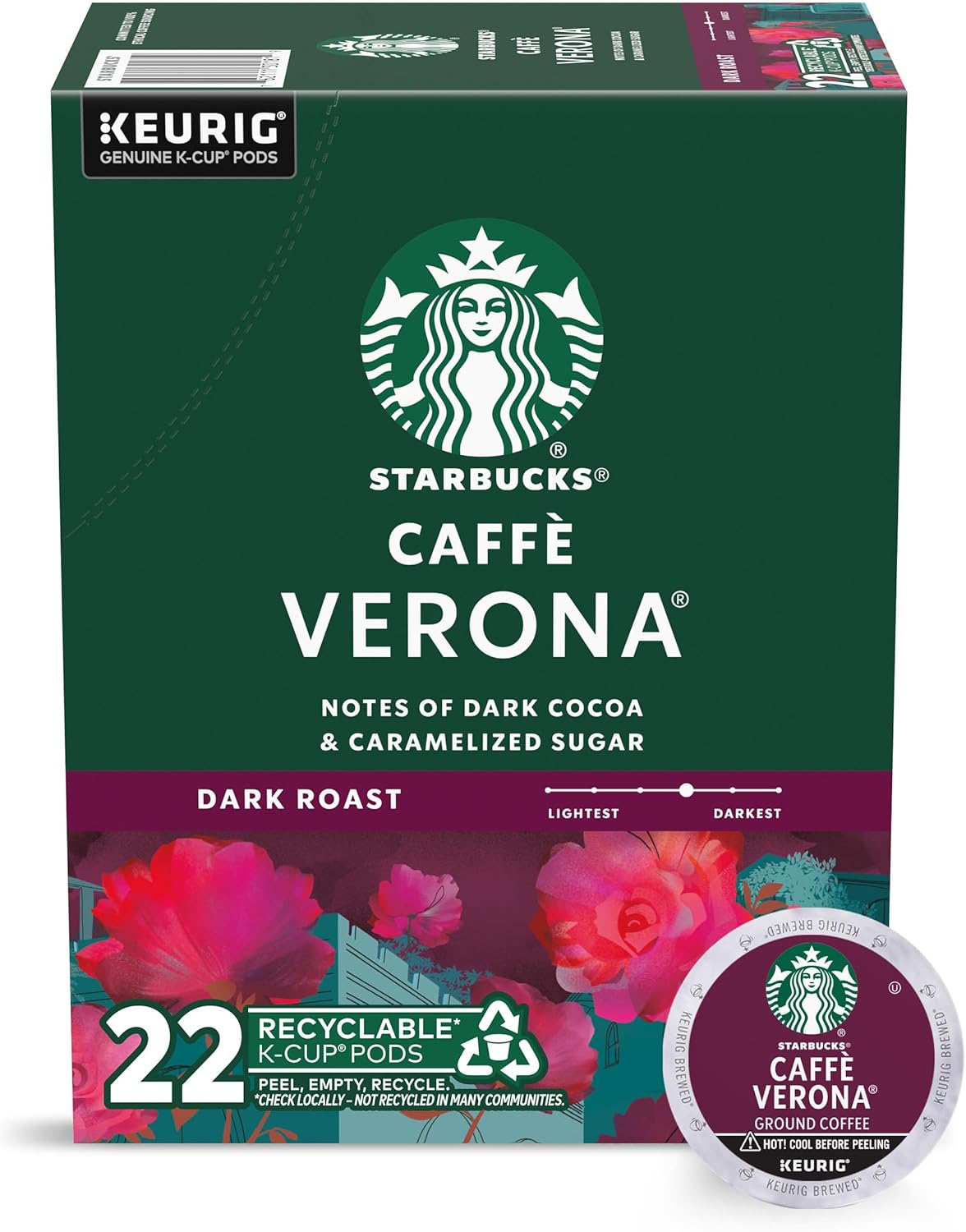 Starbucks K-Cup Coffee Pods, Dark Roast Coffee, French Roast for Keurig Brewers, 100% Arabica, 4 boxes (96 pods total)