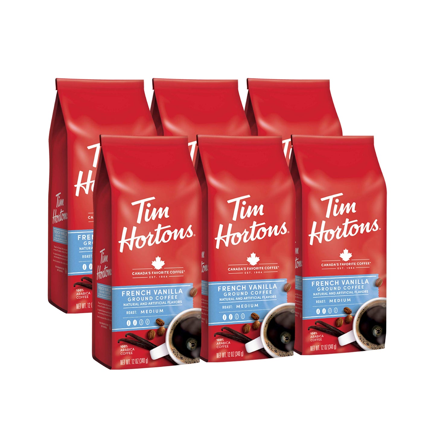 Tim Hortons Original Blend, Medium Roast Ground Coffee, Canada’s Favorite Coffee, Made with 100% Arabica Beans, 48 Ounce Canister