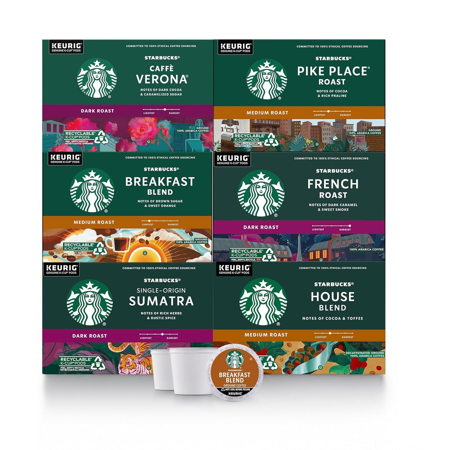 Starbucks K-Cup Coffee Pods, Medium Roast Coffee, Breakfast Blend, 100% Arabica, 4 boxes (96 pods total)