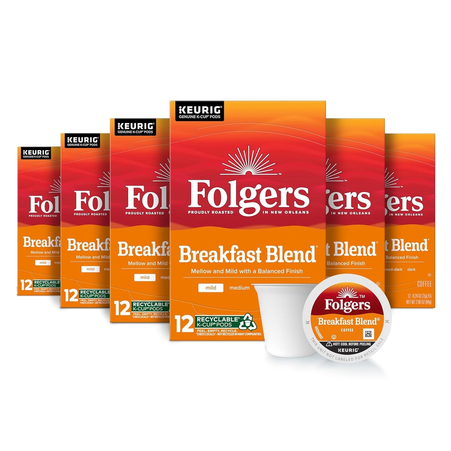 Folgers Classic Roast Medium Roast Coffee, 192 Keurig K-Cup Pods