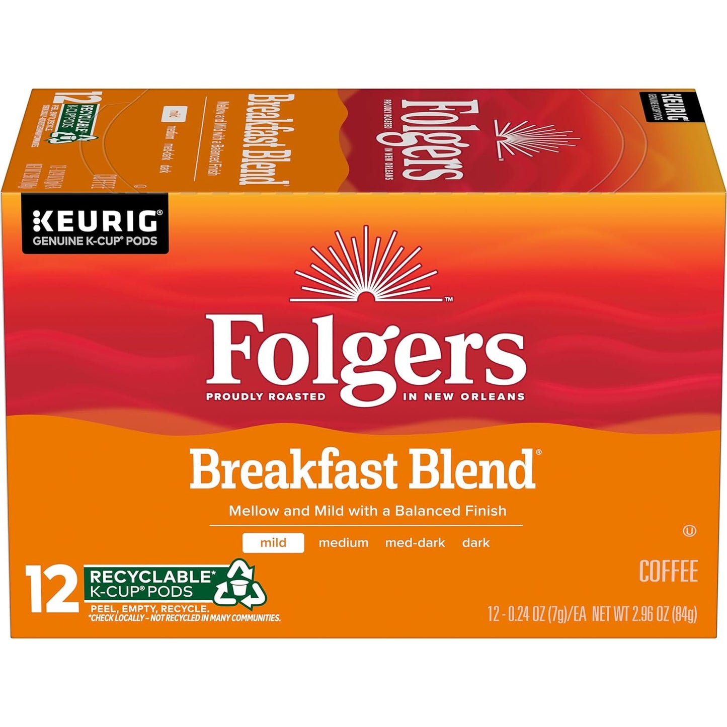 Folgers Classic Roast Medium Roast Coffee, 192 Keurig K-Cup Pods