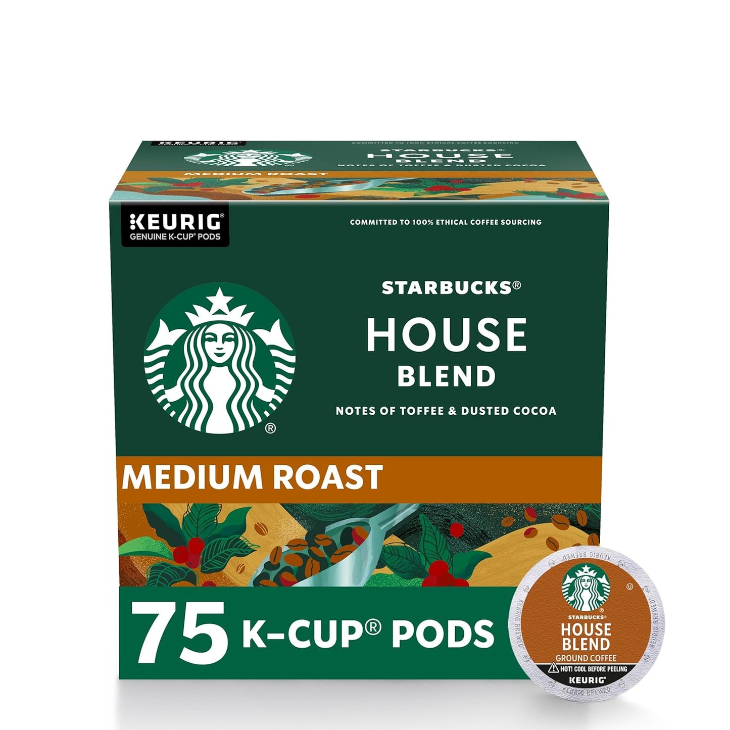 Starbucks K-Cup Coffee Pods, Medium Roast Coffee, Breakfast Blend, 100% Arabica, 4 boxes (96 pods total)