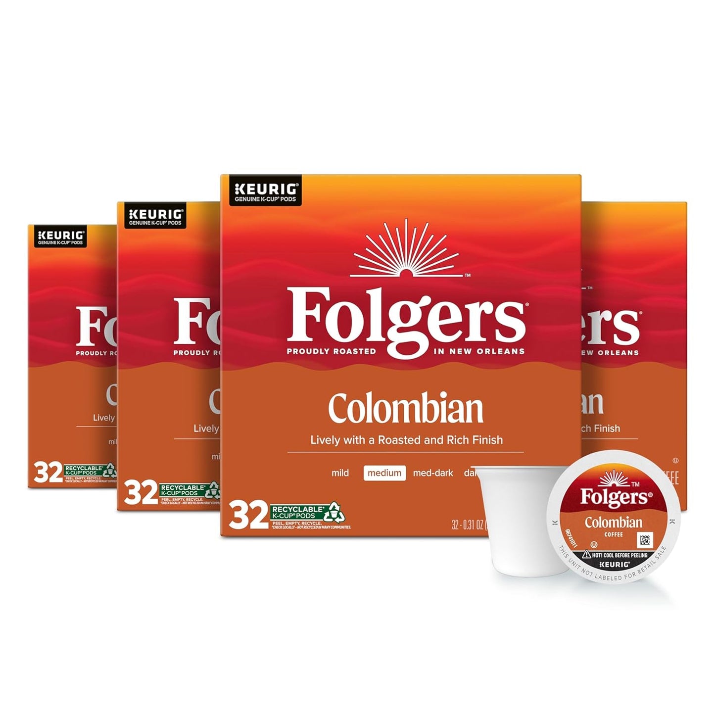 Folgers Classic Roast Medium Roast Coffee, 192 Keurig K-Cup Pods