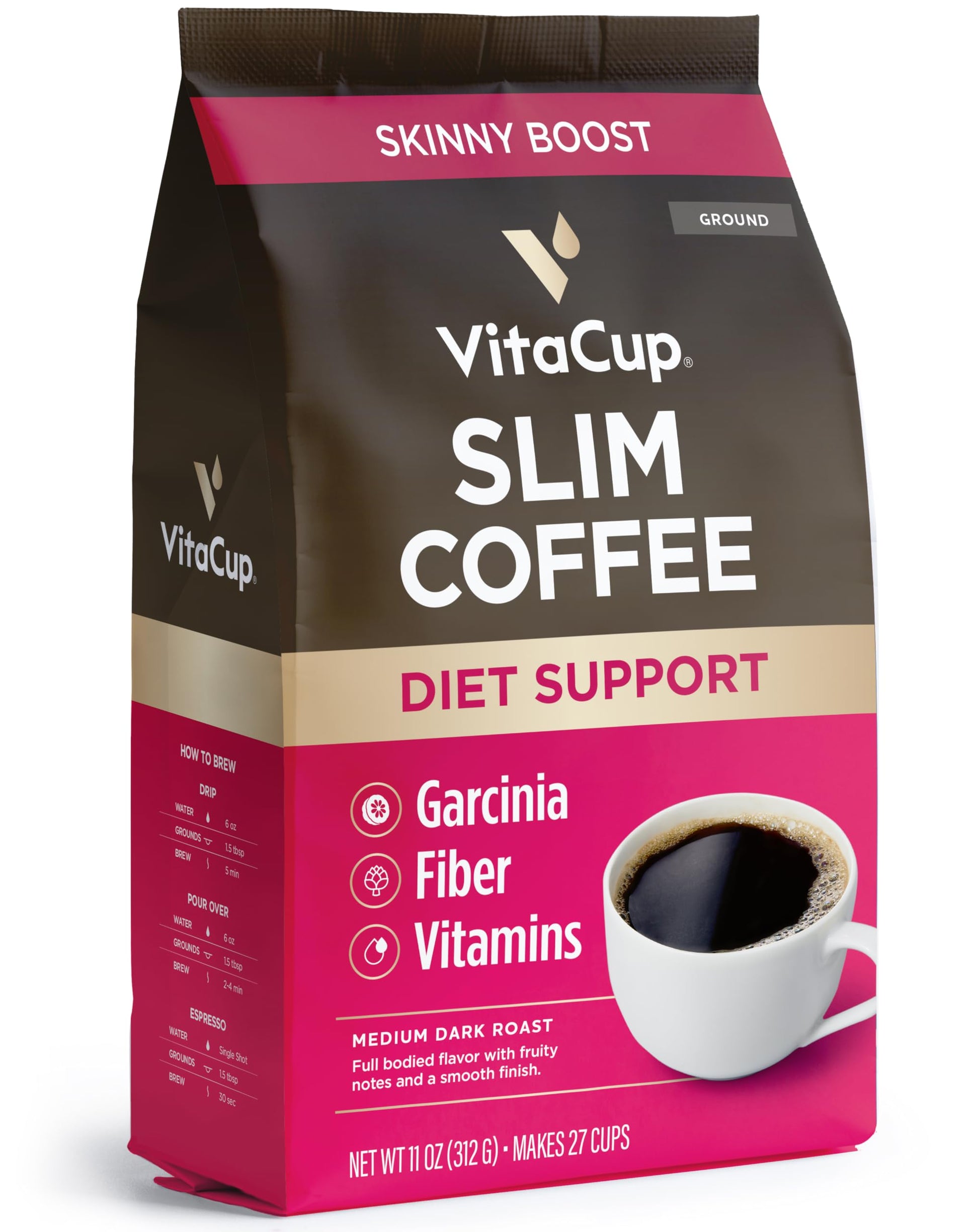 VitaCup Focus Mushroom Coffee Grounds, with Lions Mane, Chaga, B Vitamins, D3, Boost Focus, Immunity, Memory & Clarity, Medium Dark Roast, Bold & Smooth 100% Arabica Specialty, 10 Oz
