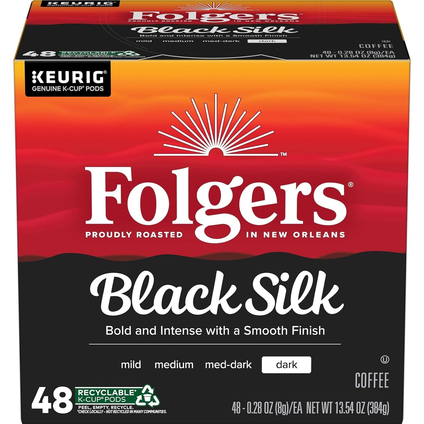Folgers Classic Roast Medium Roast Coffee, 192 Keurig K-Cup Pods