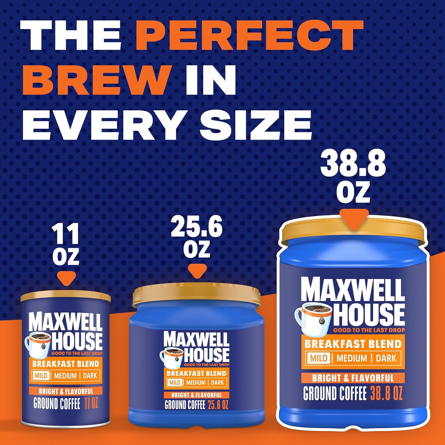 Maxwell House Breakfast Blend Mild Roast Ground Coffee, 38.8 oz Canister