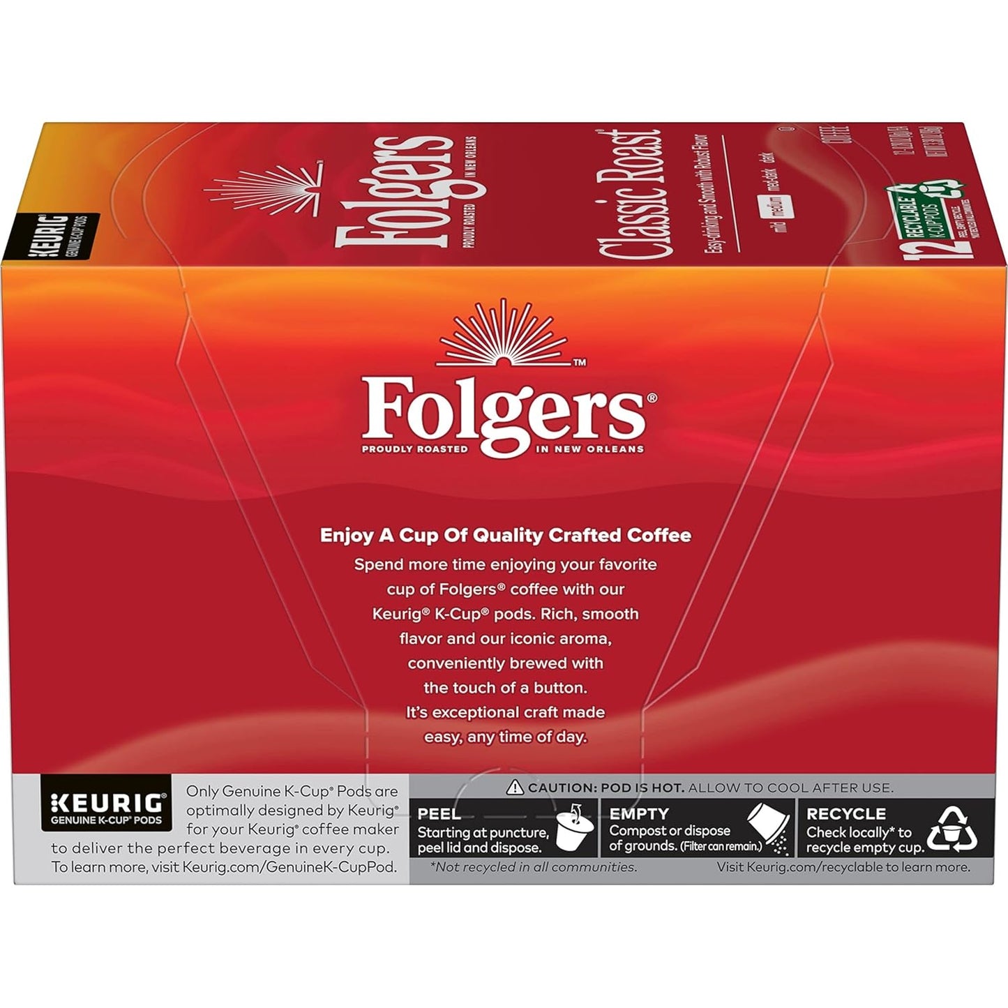 Folgers Classic Roast Medium Roast Coffee, 192 Keurig K-Cup Pods