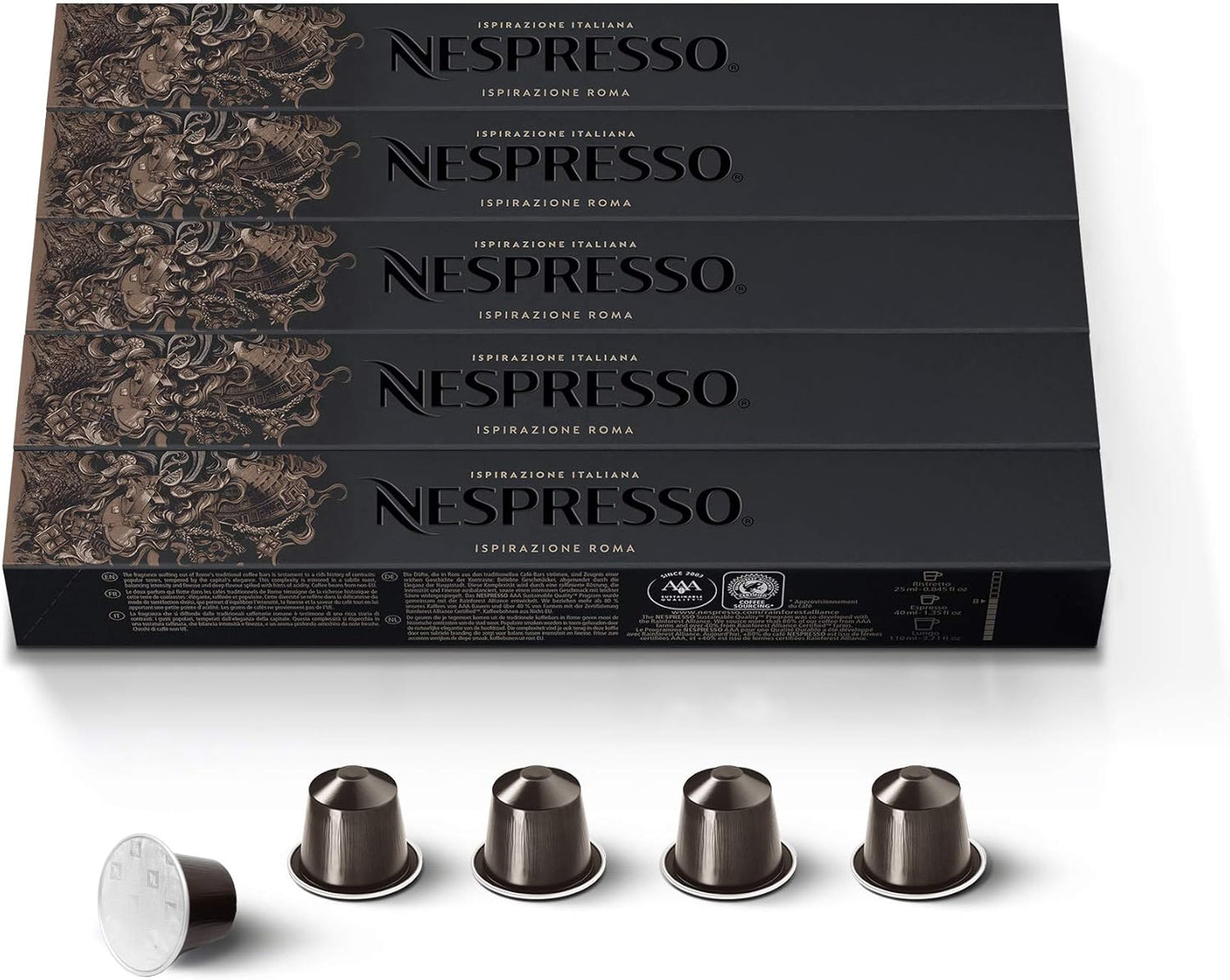 Nespresso Capsules Original Line, Ispirazione Variety Pack, Medium & Dark Roast Espresso Coffee, 50 Count Coffee Pods
