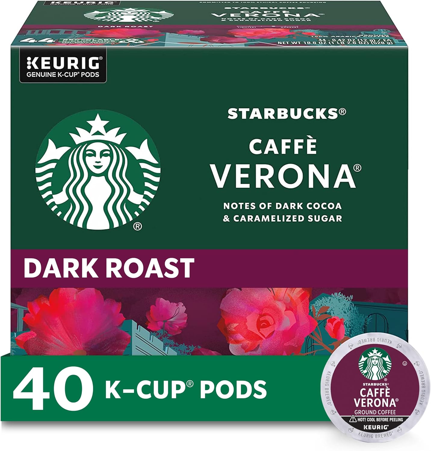 Starbucks K-Cup Coffee Pods, Dark Roast Coffee, French Roast for Keurig Brewers, 100% Arabica, 4 boxes (96 pods total)