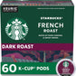 Starbucks K-Cup Coffee Pods, Dark Roast Coffee, French Roast for Keurig Brewers, 100% Arabica, 4 boxes (96 pods total)