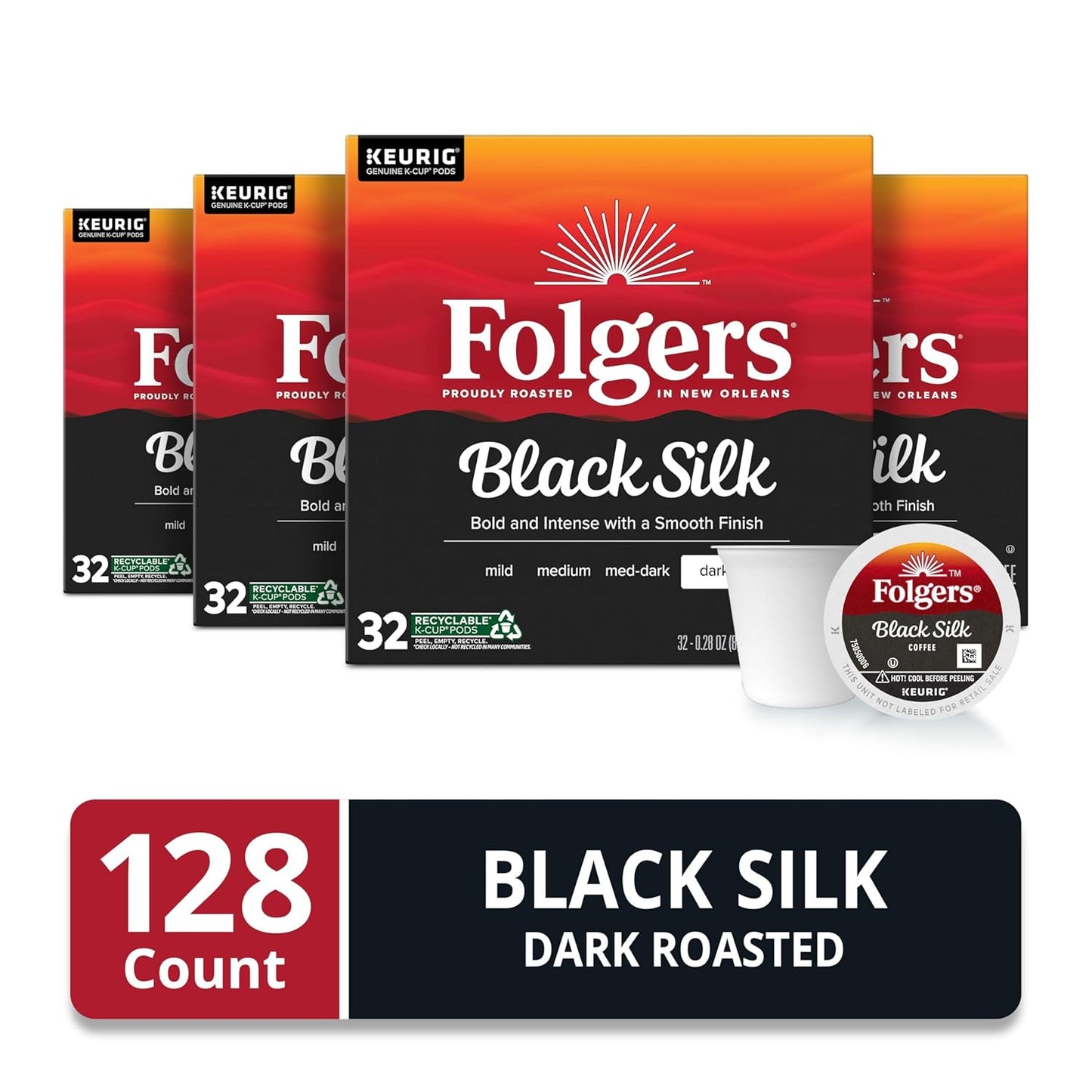 Folgers Classic Roast Medium Roast Coffee, 192 Keurig K-Cup Pods