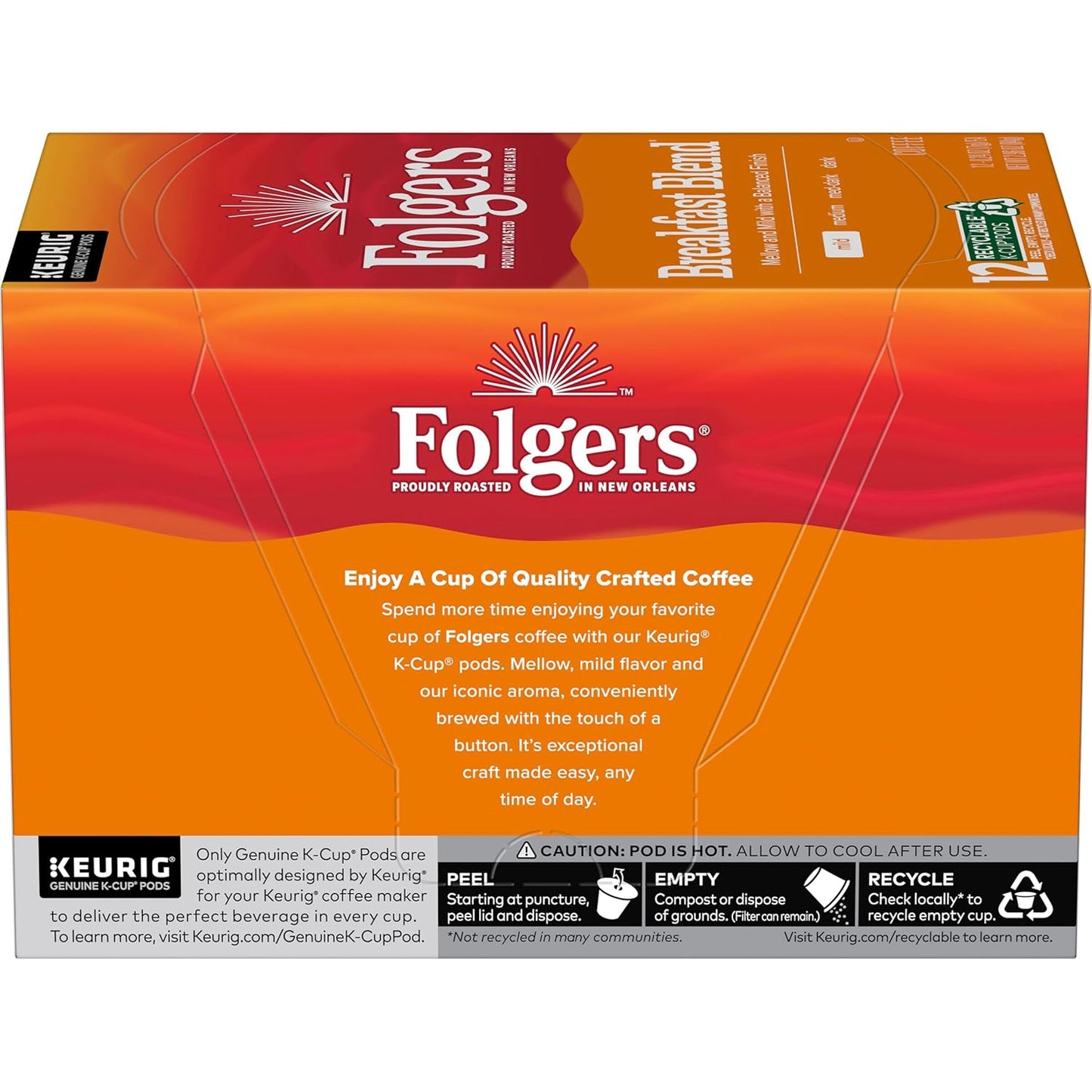 Folgers Classic Roast Medium Roast Coffee, 192 Keurig K-Cup Pods