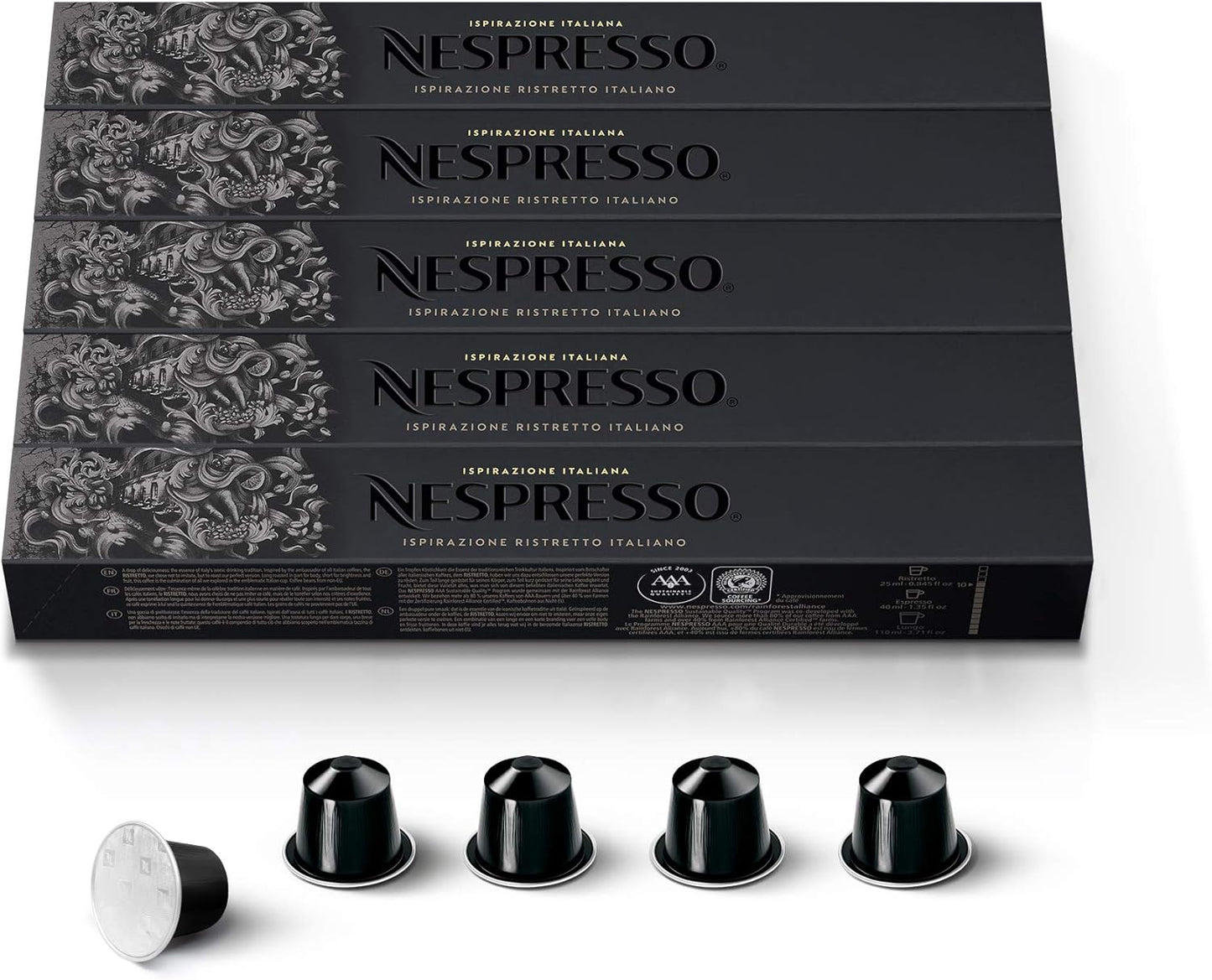 Nespresso Capsules Original Line, Ispirazione Variety Pack, Medium & Dark Roast Espresso Coffee, 50 Count Coffee Pods