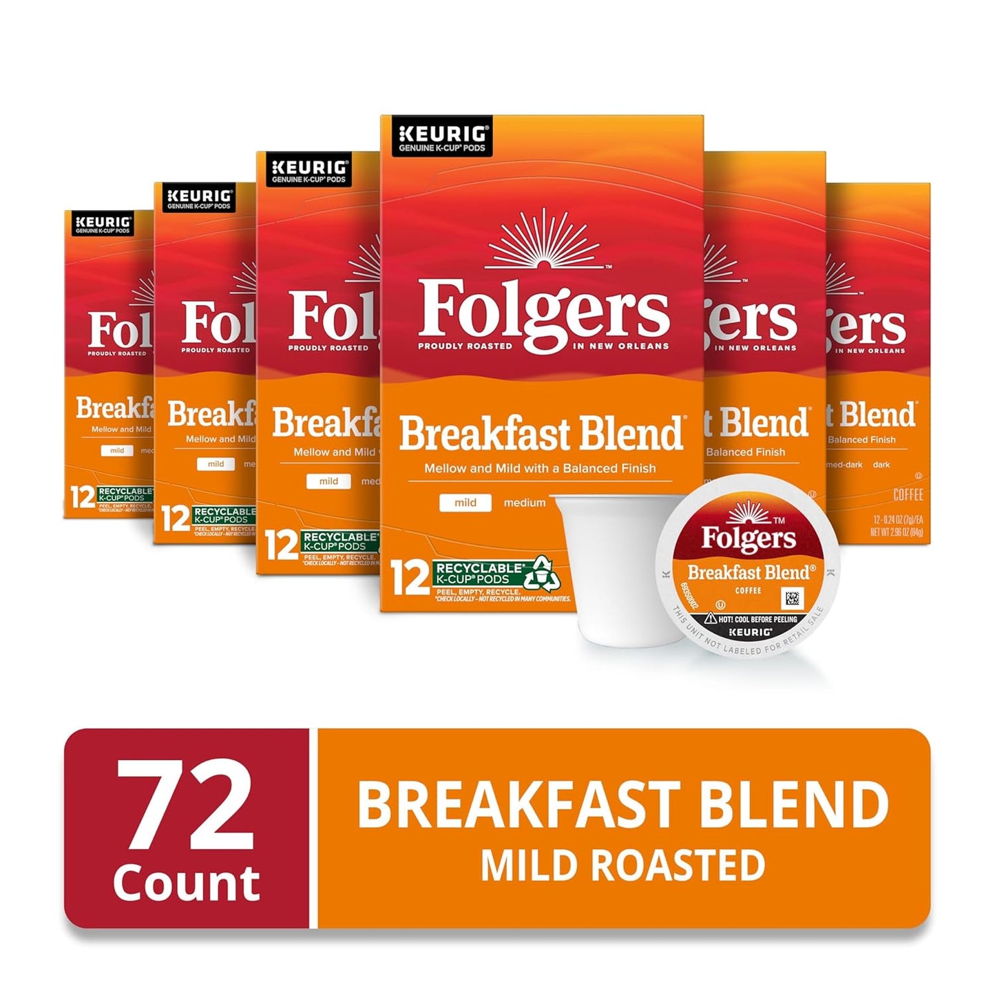 Folgers Classic Roast Medium Roast Coffee, 192 Keurig K-Cup Pods